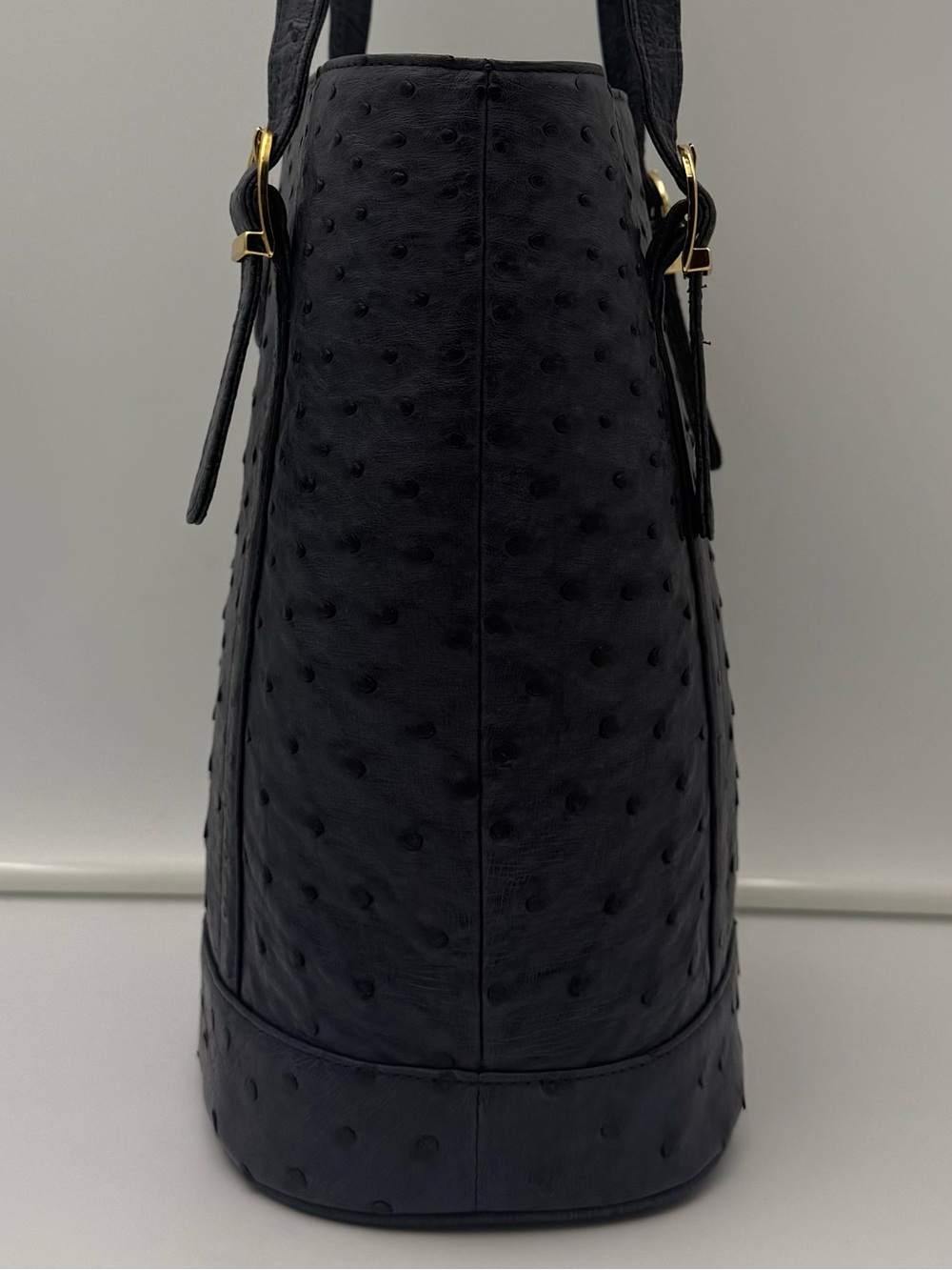 JRA • Blue Exotic Genuine OSTRICH Blue Bucket 24 Shoulder Bag - Made in JAPAN - Picture 10 of 16